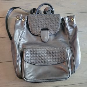 Stefano Bravo black leather backpack bag purse. Made in Italy